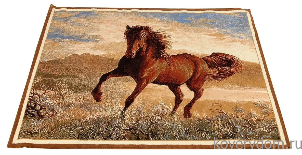 Шерстяной пейзажный ковер Hunnu 6S1137 122 скакун