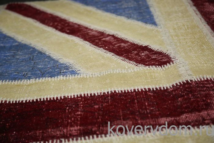 Ковер винтажный ручной работы Британский флаг Vintage Flag Patchwork 230315